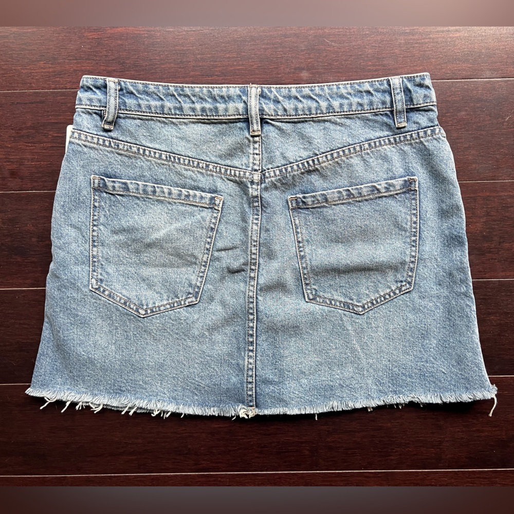 Free People We The Free Zip It Up Denim Mini Skirt A-Line Frayed Hem 31 NWT - Picture 12 of 12